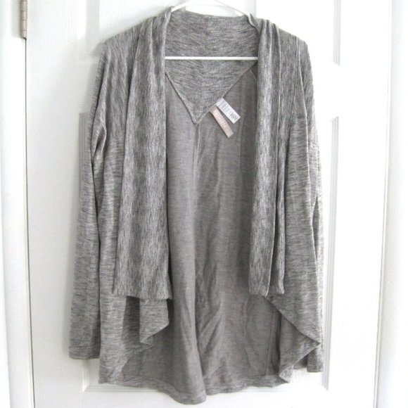 Athleta Nirvana Wear Two Ways Wrap L Open Front Asymmetrical Drape Grey Cardigan - Picture 1 of 7